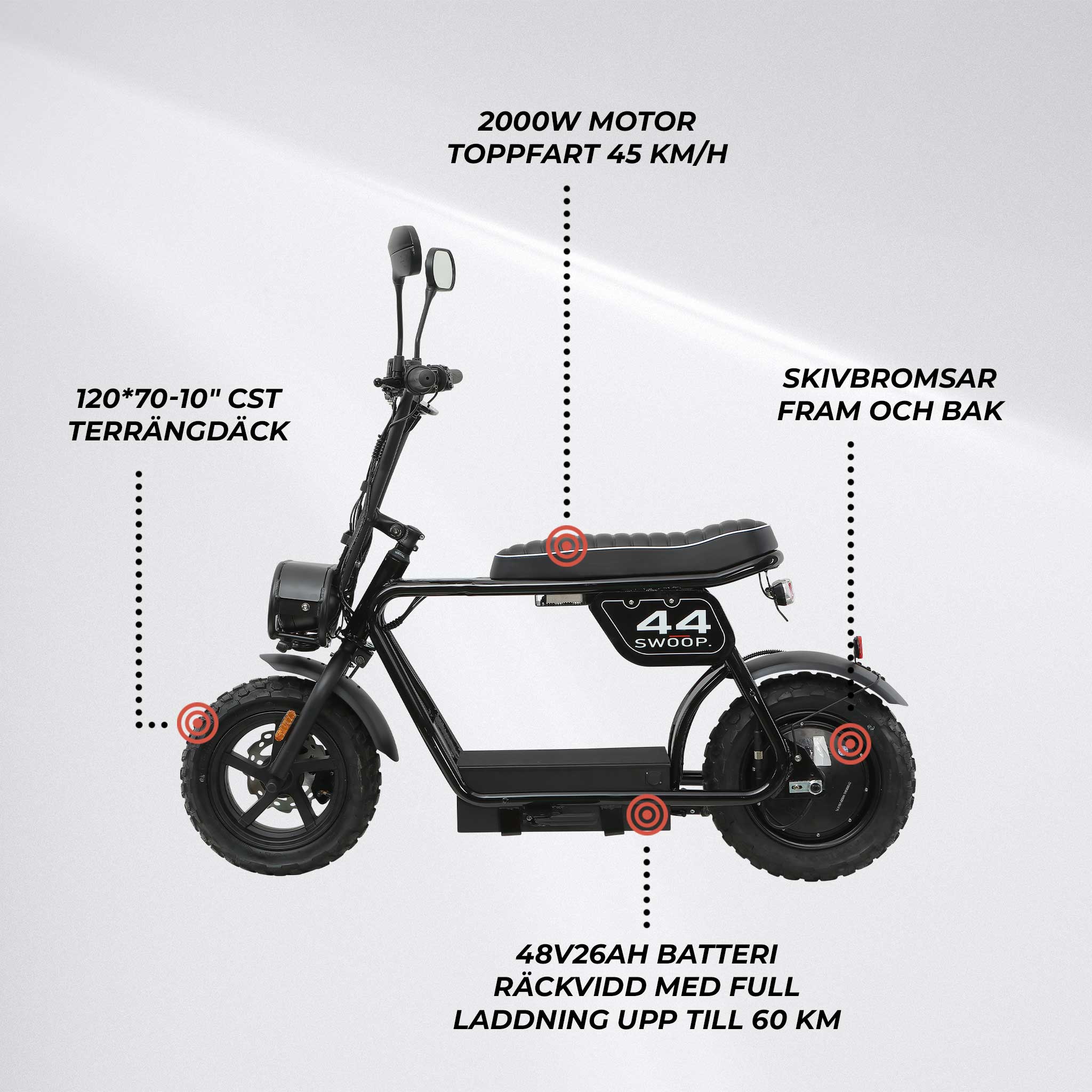 Swoop Elmoped Turbo 2000W Svart
