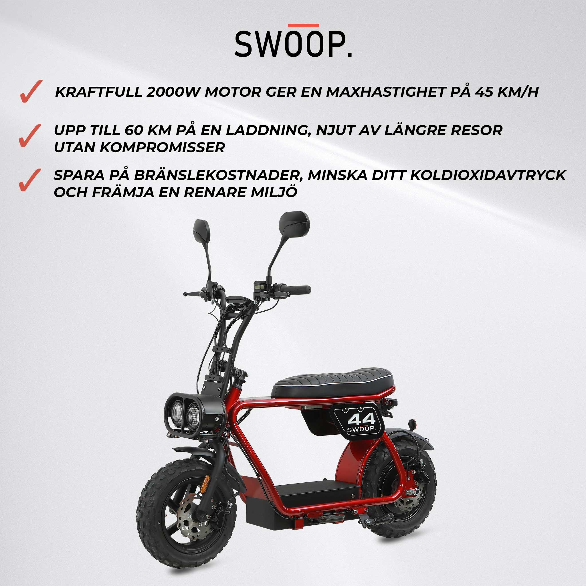 Swoop Elmoped Turbo 2000W Röd