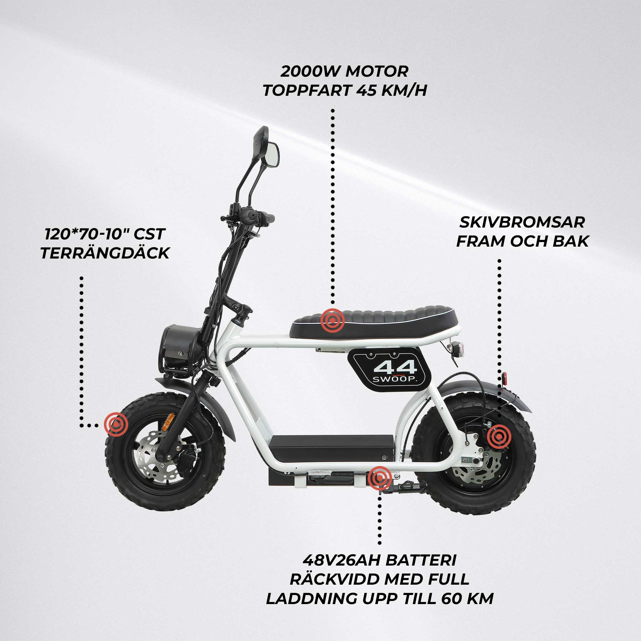 Swoop Elmoped Turbo 2000W Vit