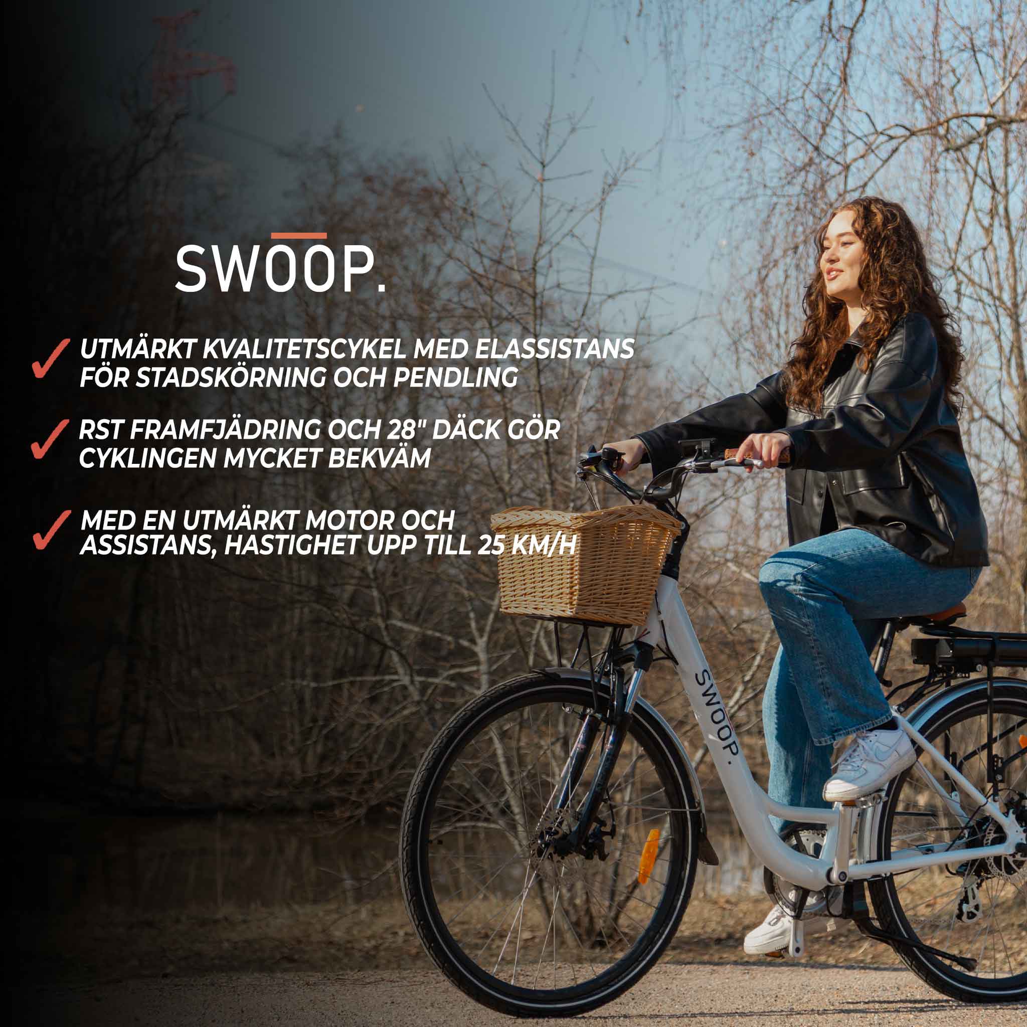 Swoop elcykel City, dam 28"