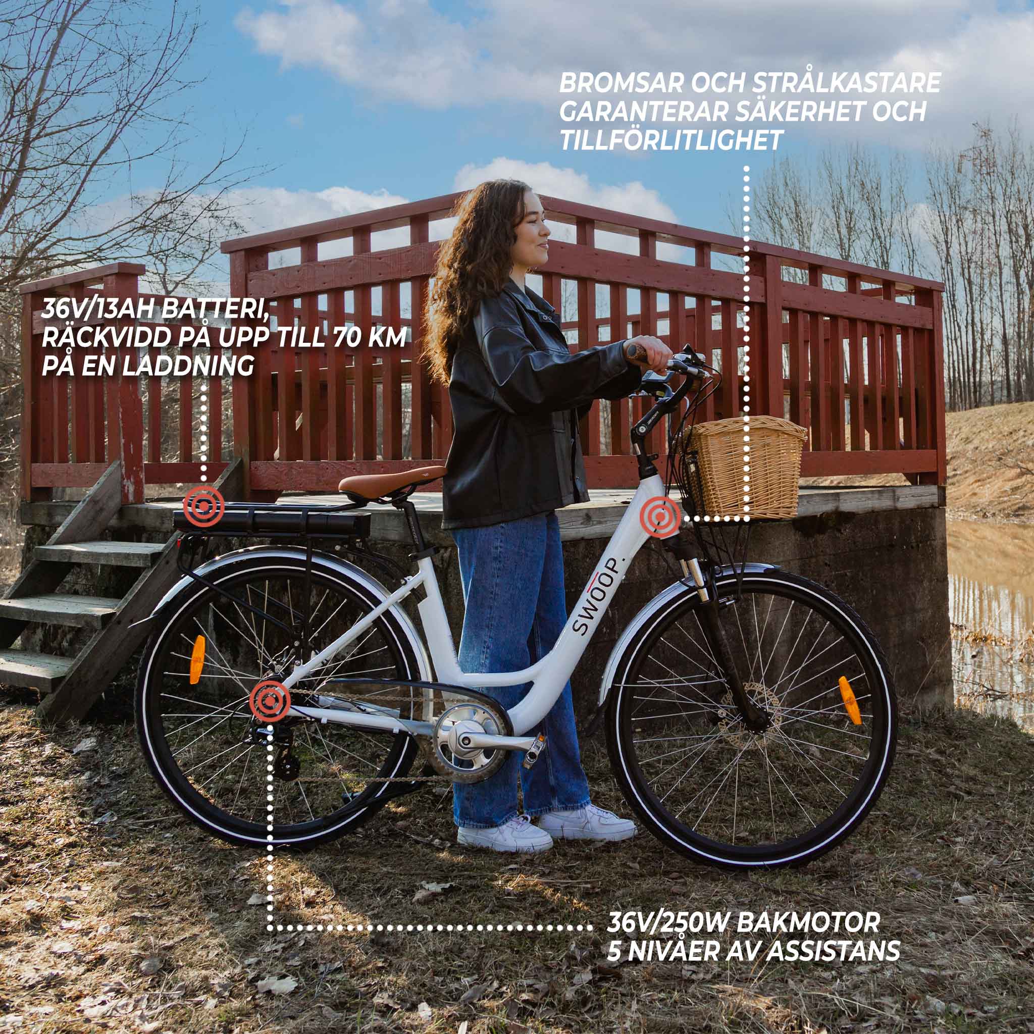 Swoop elcykel City, dam 28"