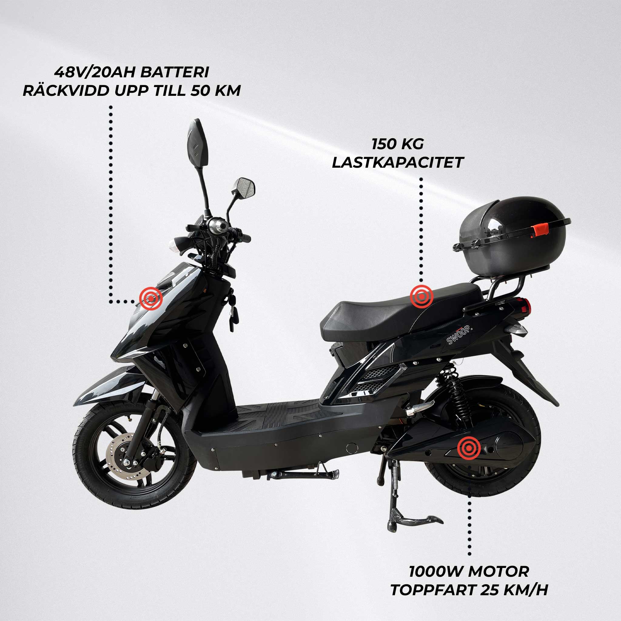 Swoop Elscooter Elegante Svart 1000W