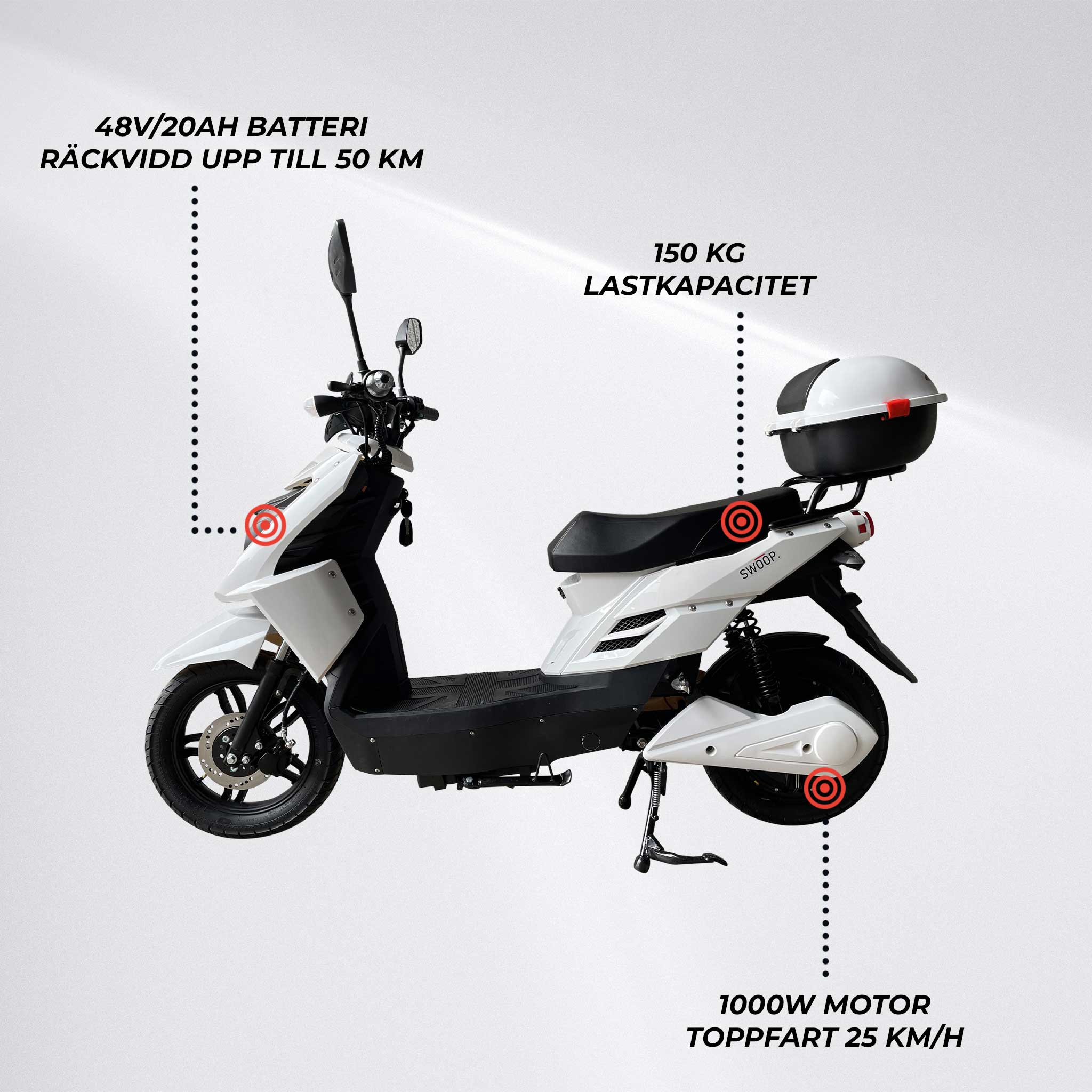 Swoop Elscooter Elegante Vit 1000W