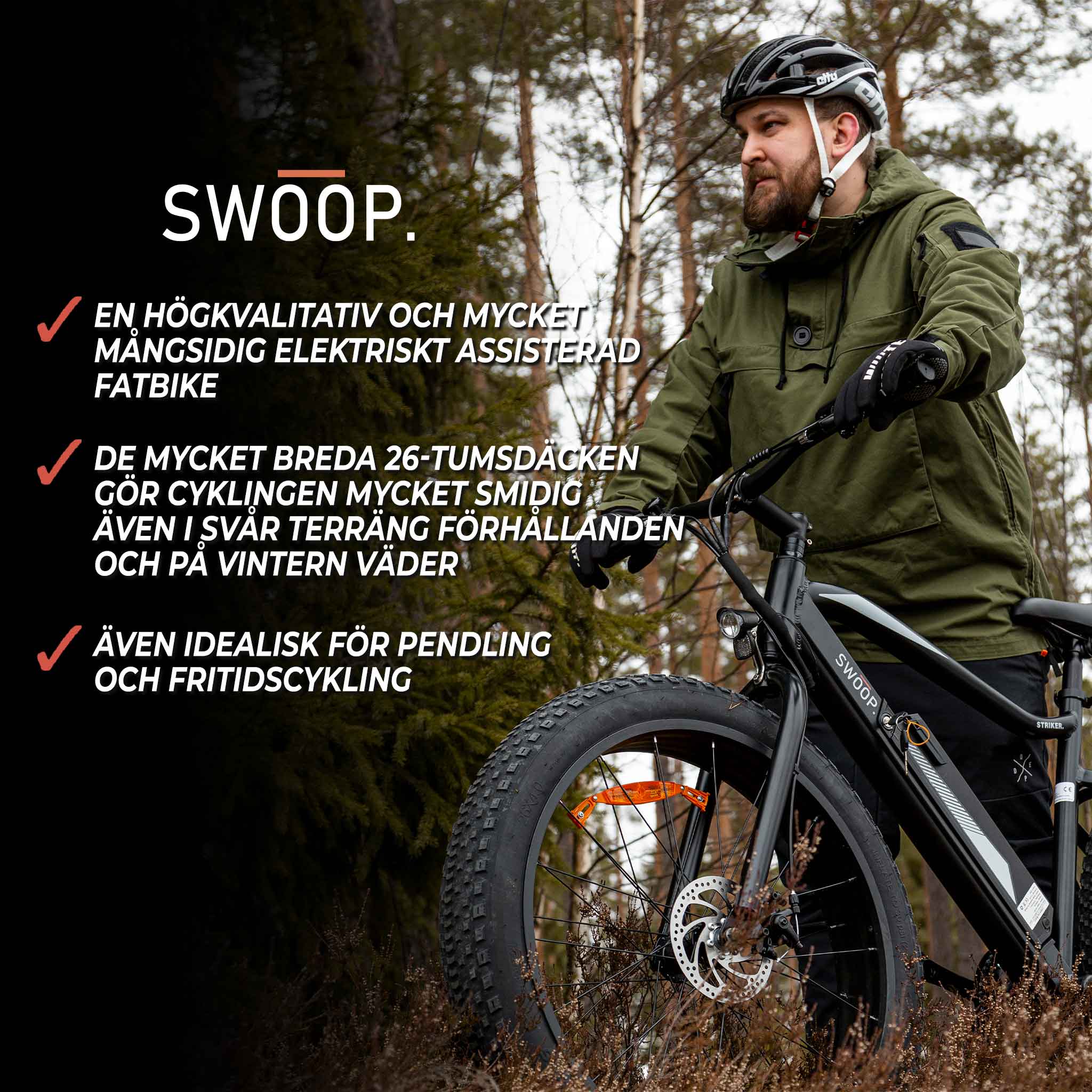 Swoop Fatbike Elcykel Striker, 26"