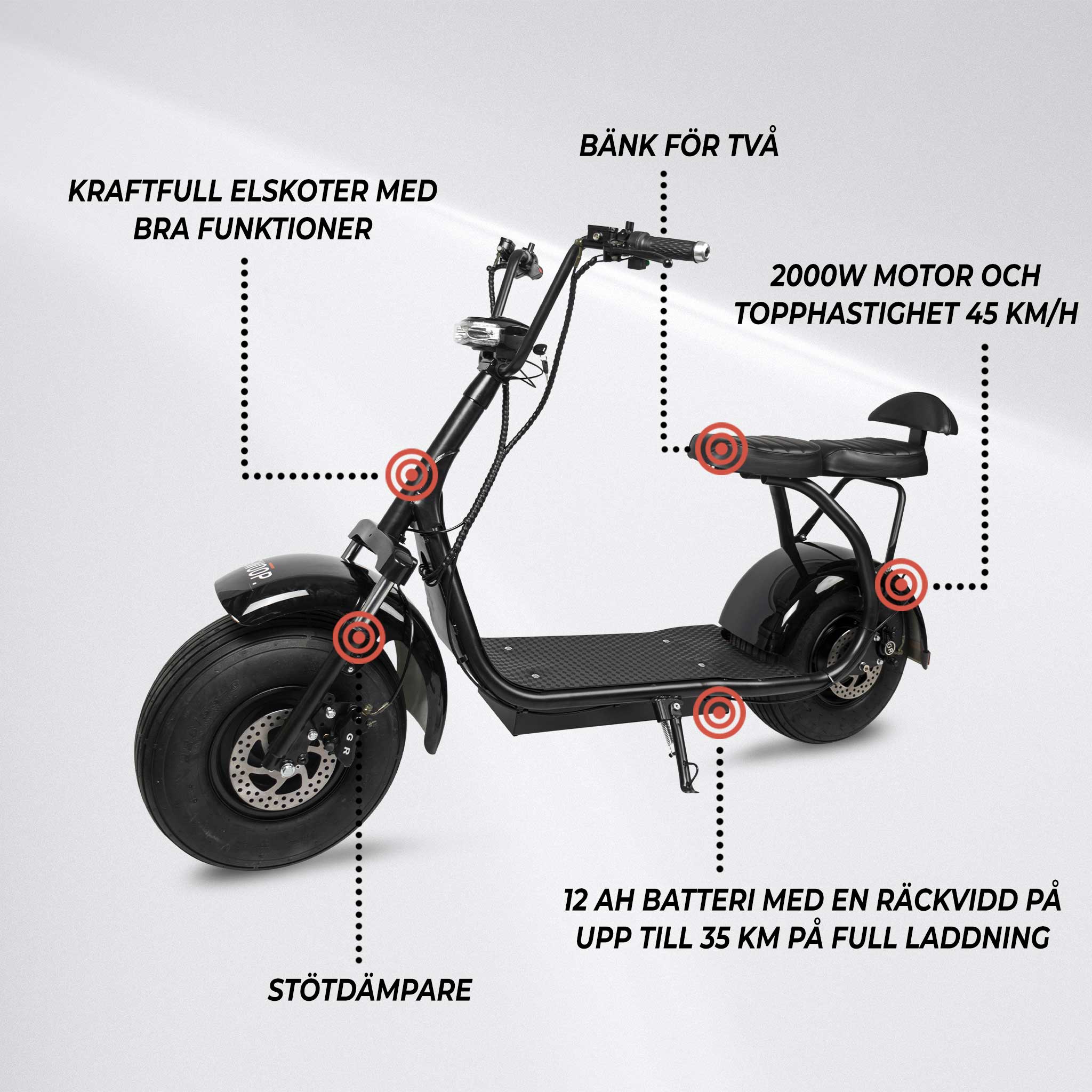 Swoop Kruiser Elscooter Turbo 2000w