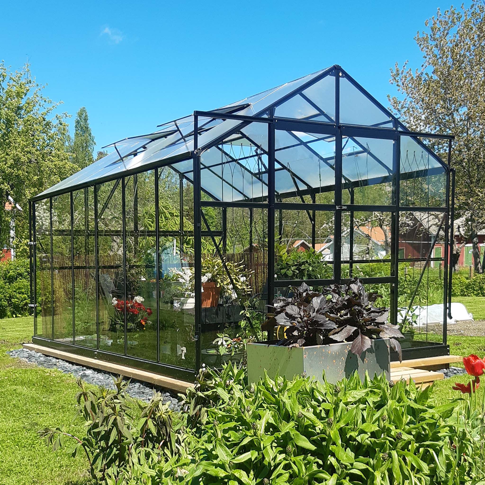 Metalcraft Serre de jardin, 9,6m², verre de sécurité 4mm, noir
