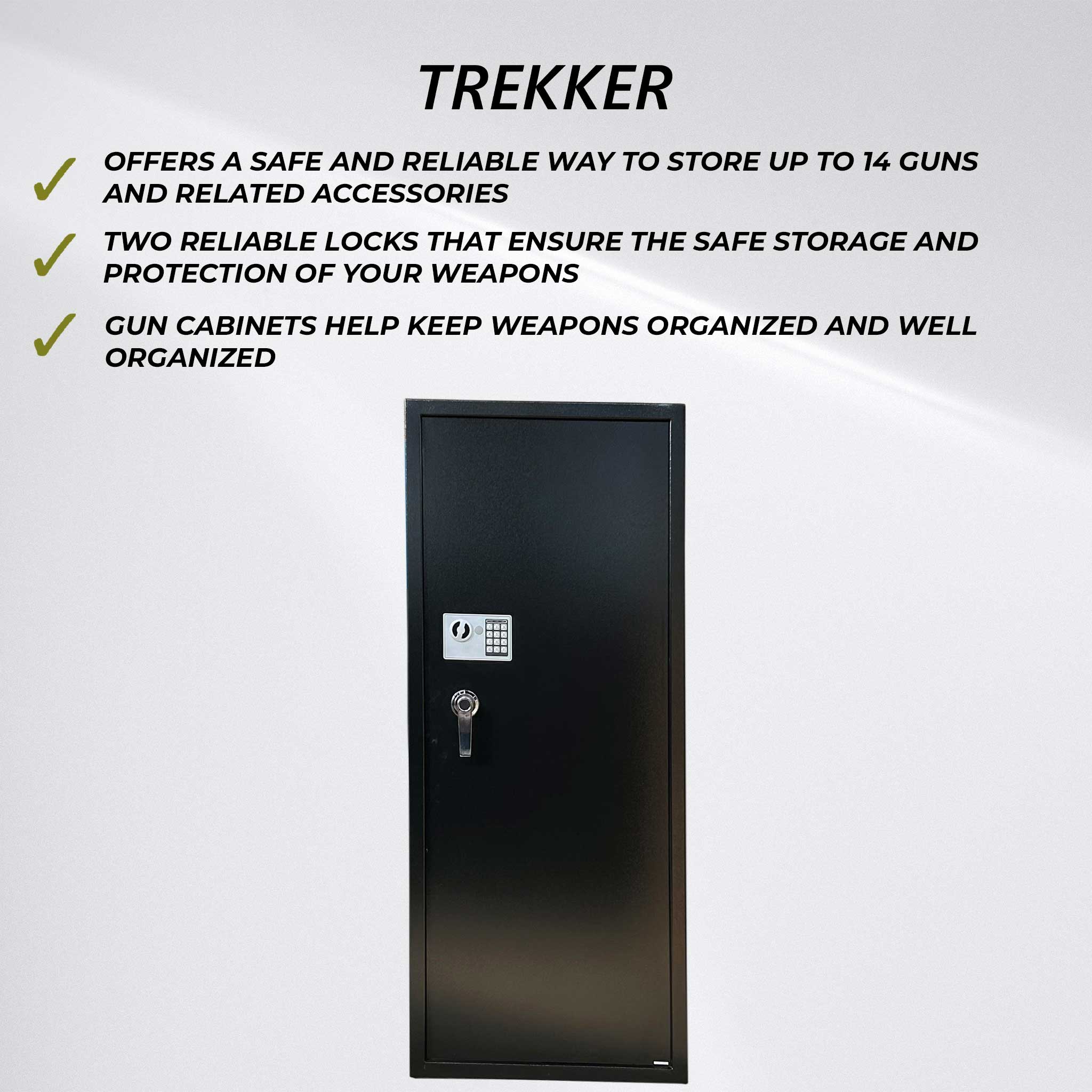 Trekker Gun cabinet for 14 guns AS1400, Black, with digital lock