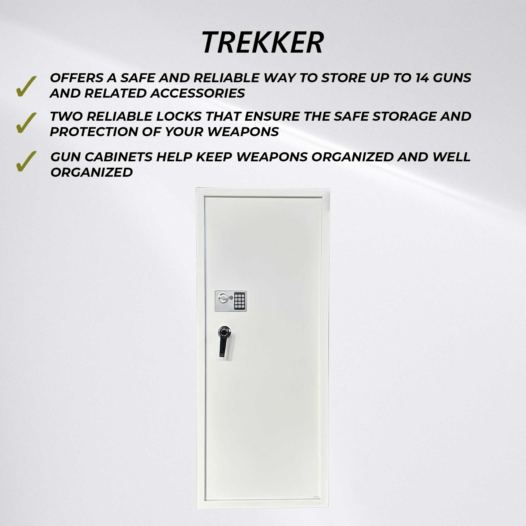 Trekker Gun cabinet for 14 guns AS1400, White, with digital lock