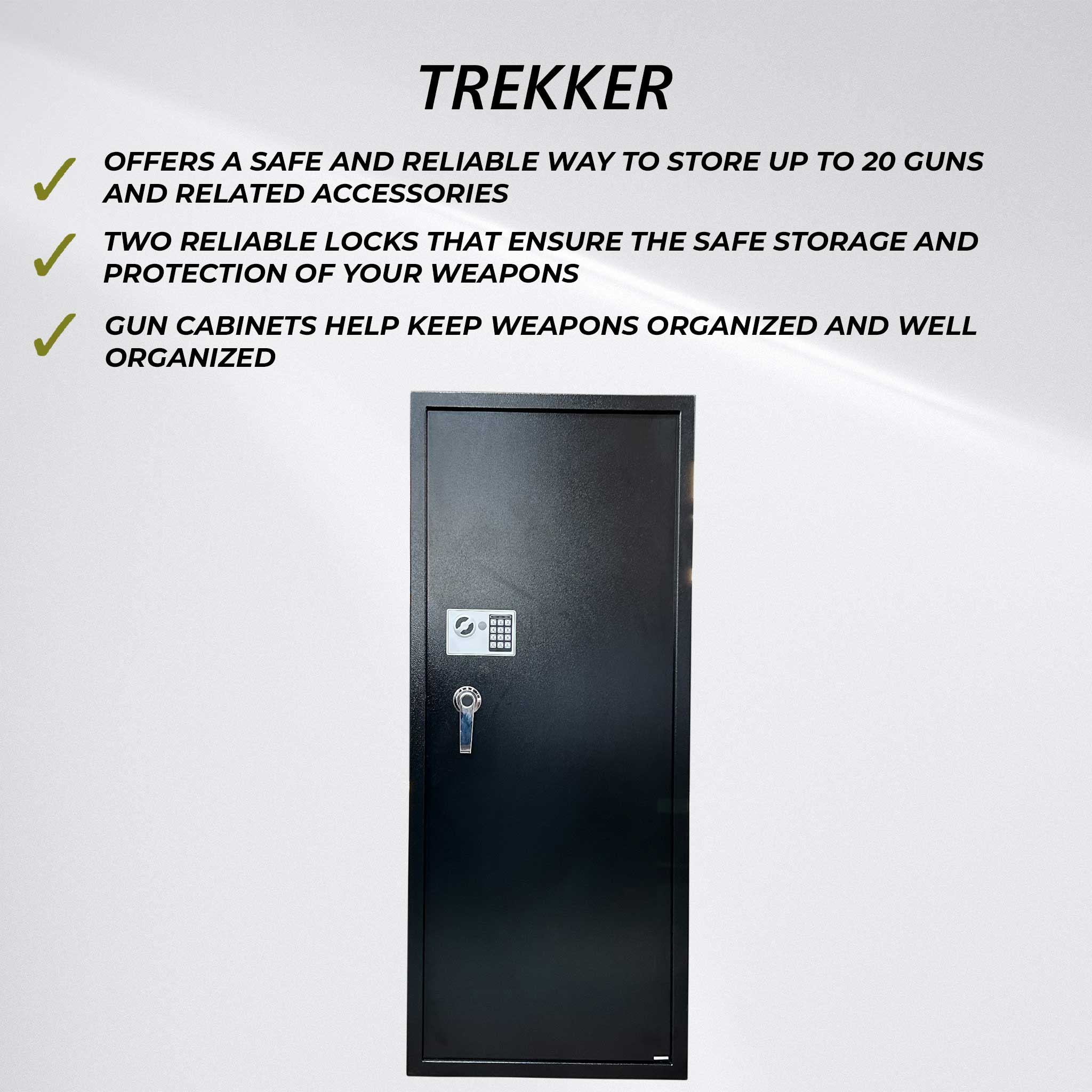 Trekker Gun cabinet for 20 guns AS2000, black, with digital lock