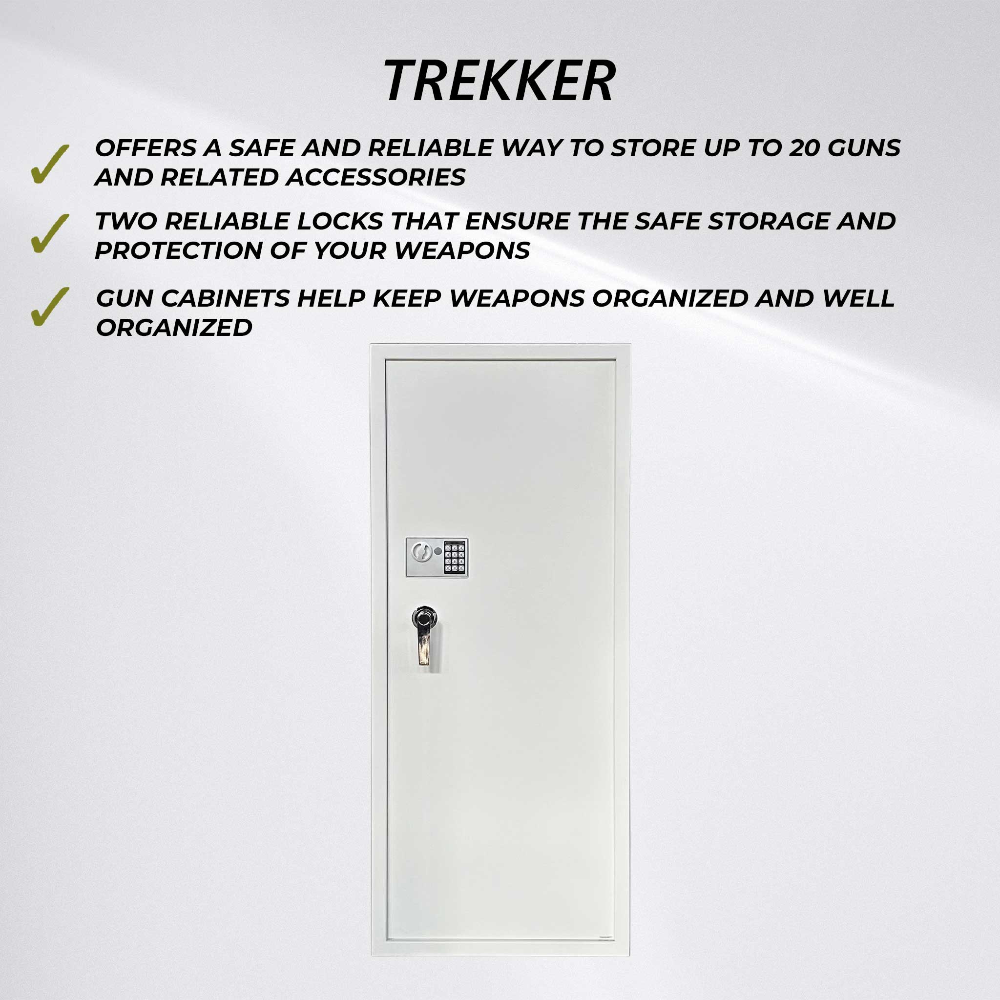 Trekker Gun cabinet for 20 guns AS2000, White, with digital lock