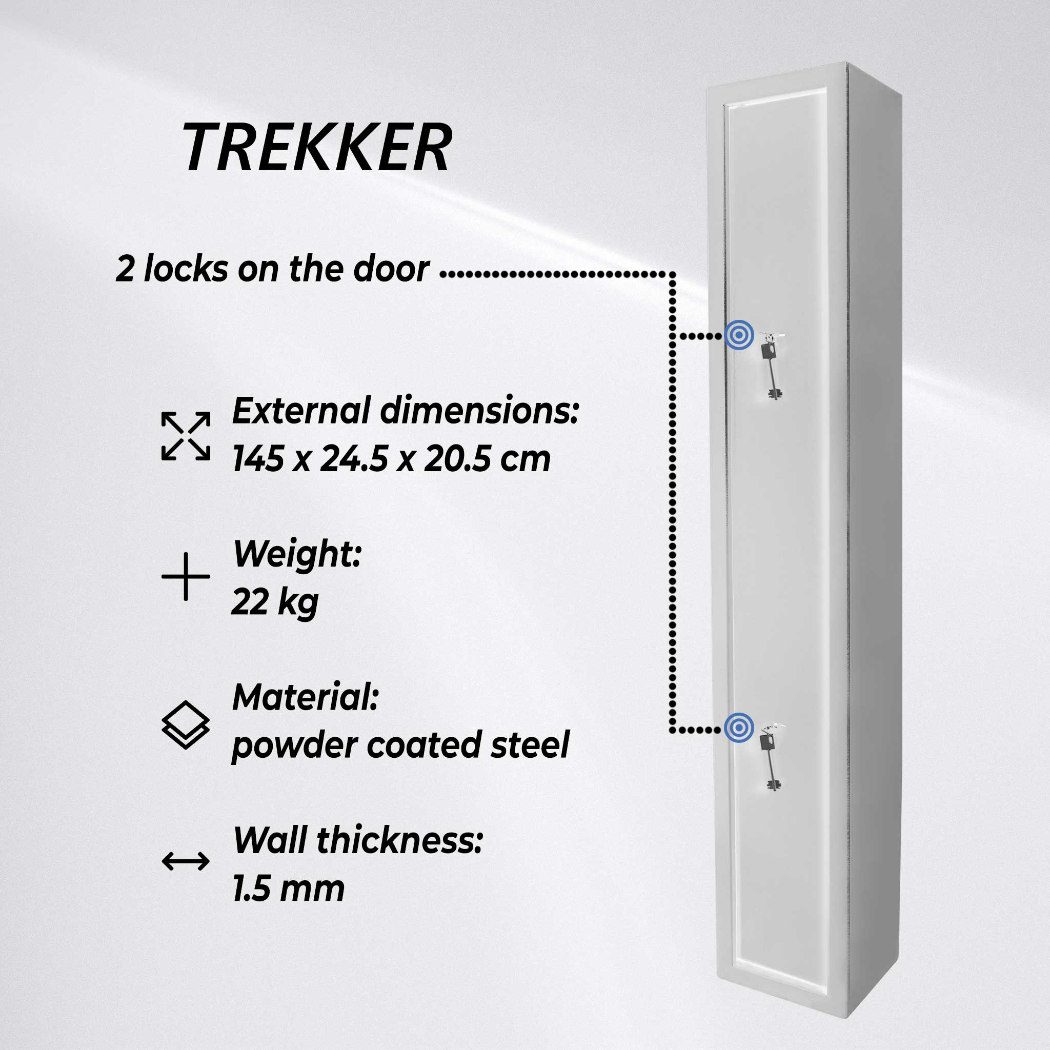 Trekker Gun cabinet for 3 guns AS300, white