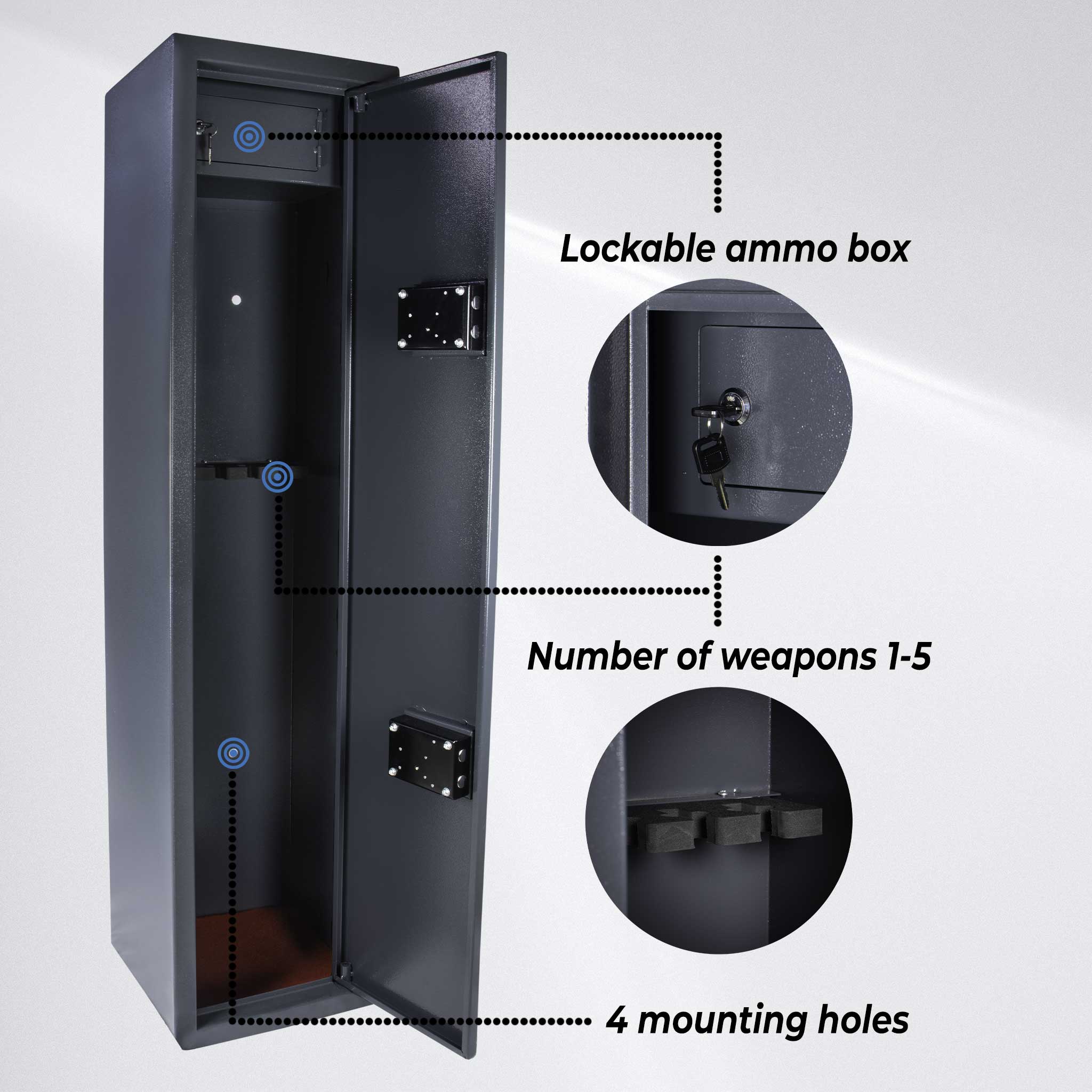 Trekker Gun cabinet for 5 guns AS500, grey