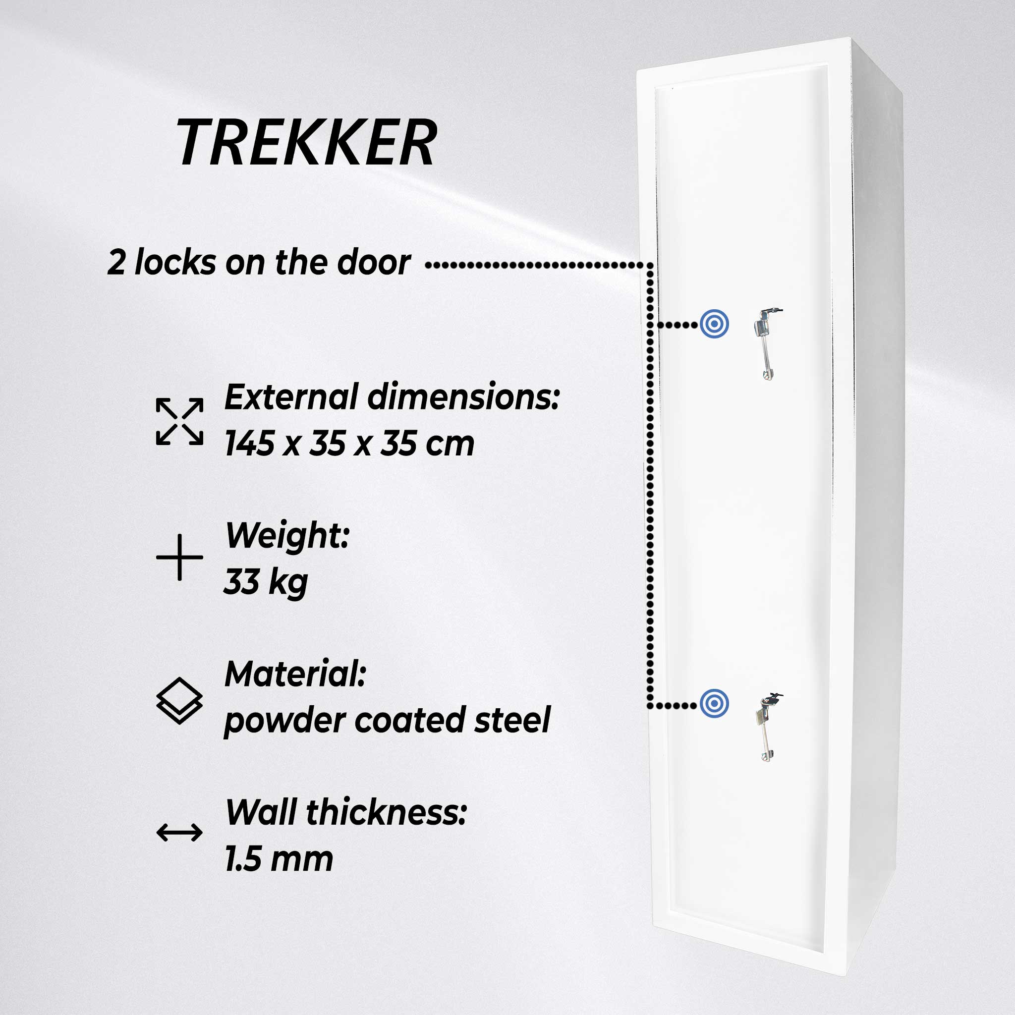 Trekker Gun cabinet for 5 guns AS500, white