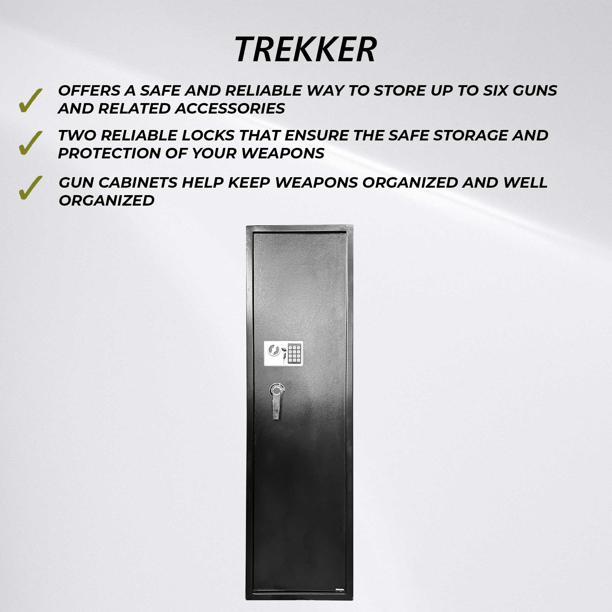 Trekker Gun Cabinet For 6 Guns AS600 v2 With Digital Lock, Black