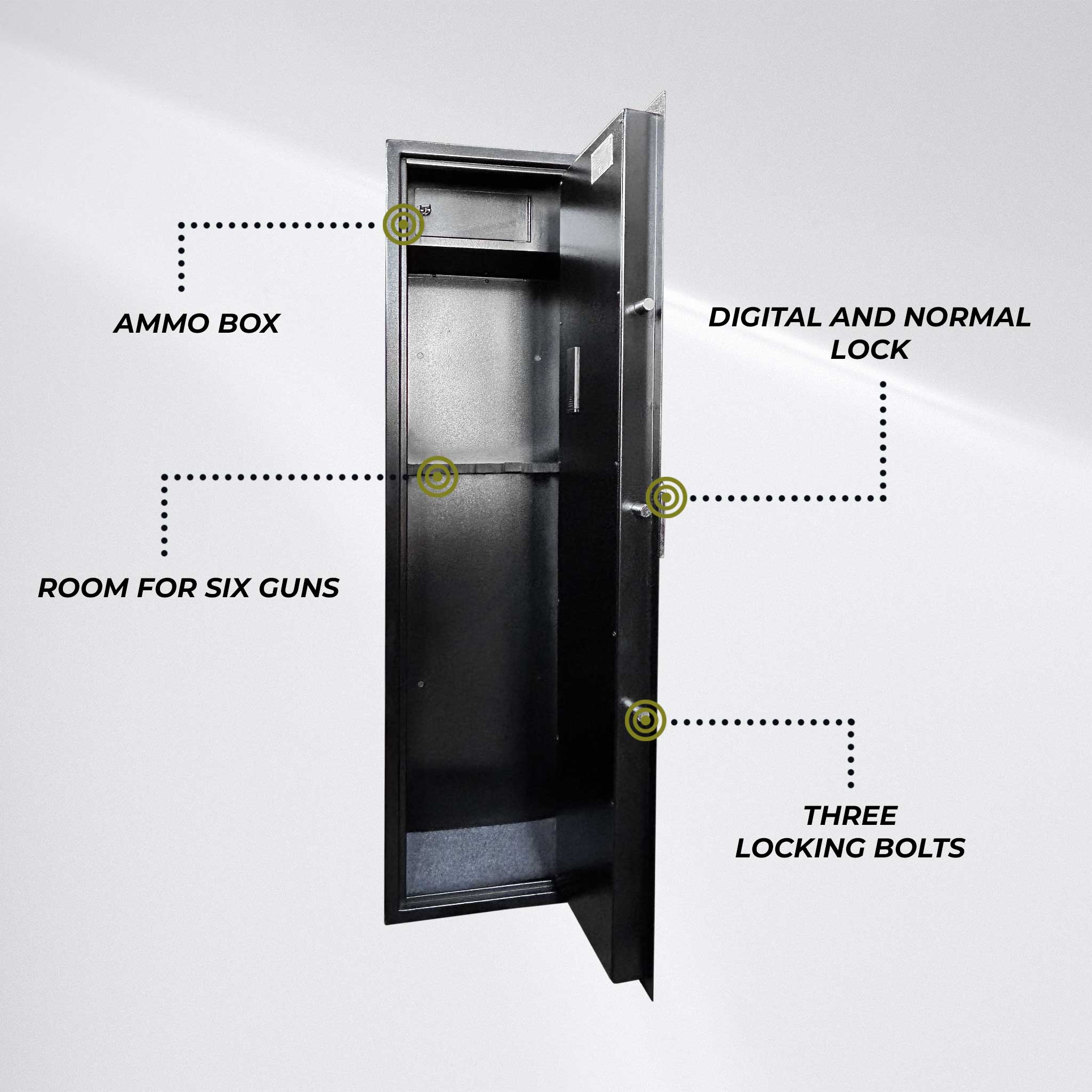 Trekker Gun Cabinet For 6 Guns AS600 v2 With Digital Lock, Black