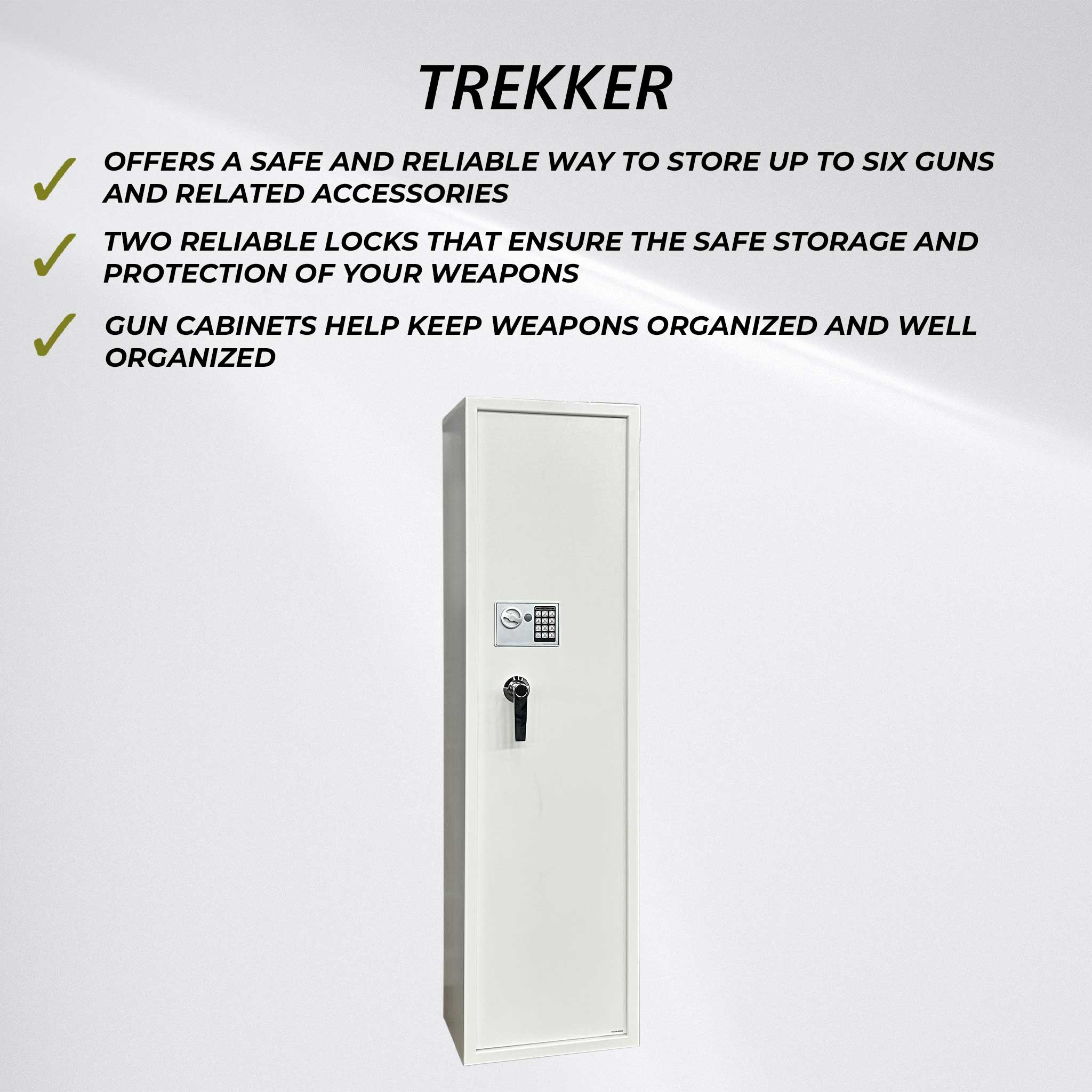 Trekker Gun Cabinet For 6 Guns AS600 v2 With Digital Lock, White