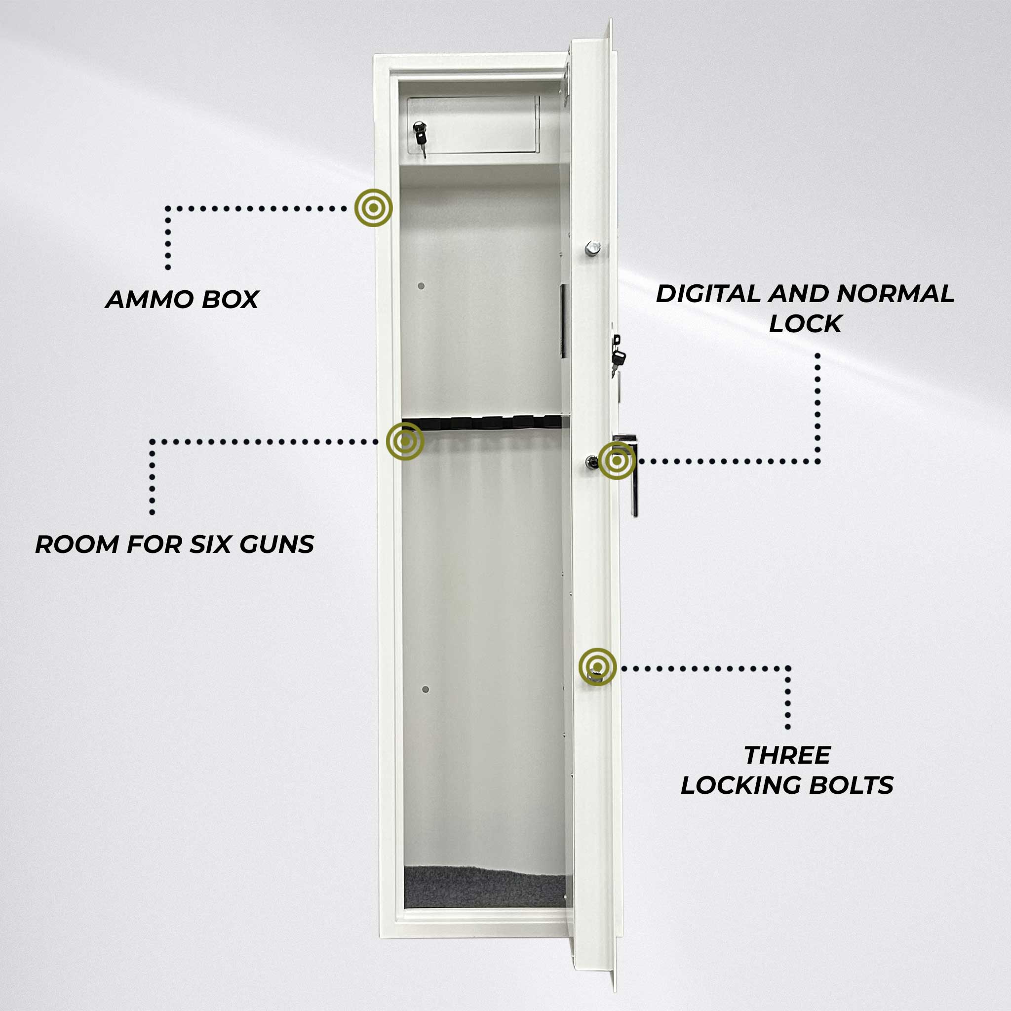 Trekker Gun Cabinet For 6 Guns AS600 v2 With Digital Lock, White