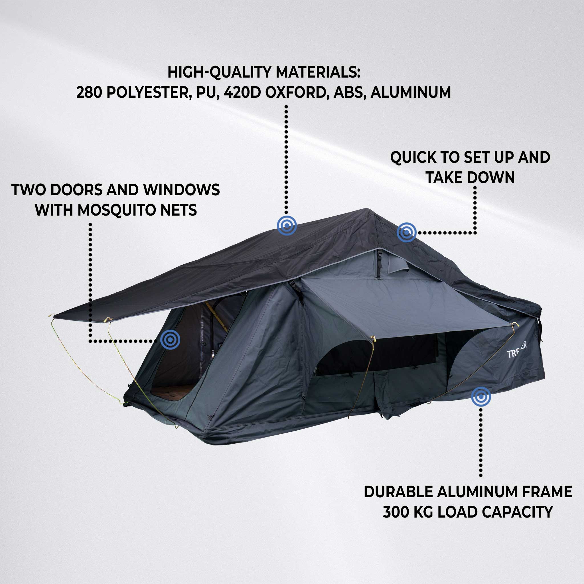 Trekker Rooftop tent Cabin L, grey