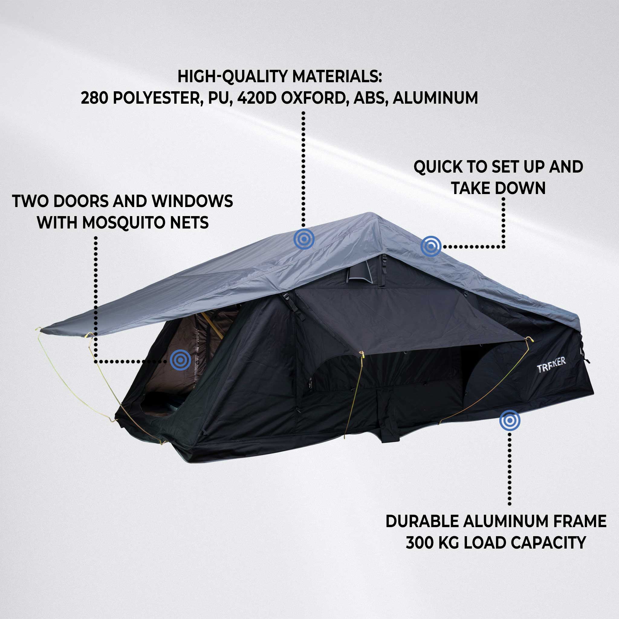 Trekker Rooftop tent Cabin L, black