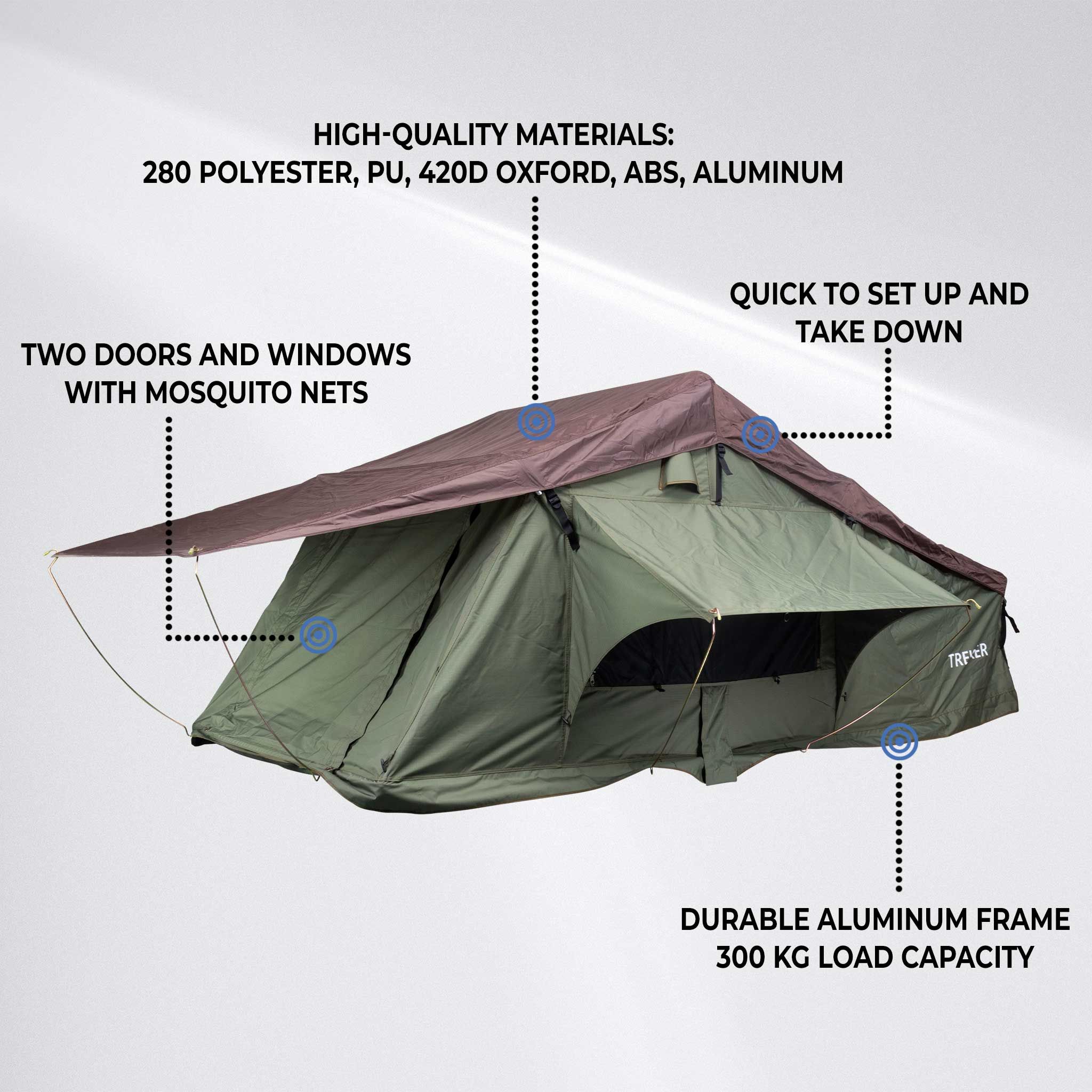 Trekker Rooftop tent Cabin L, green