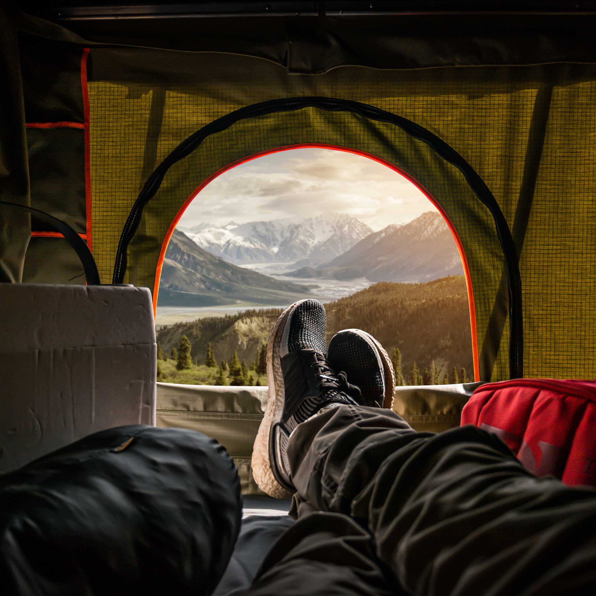Trekker Rooftop tent Hut M, green