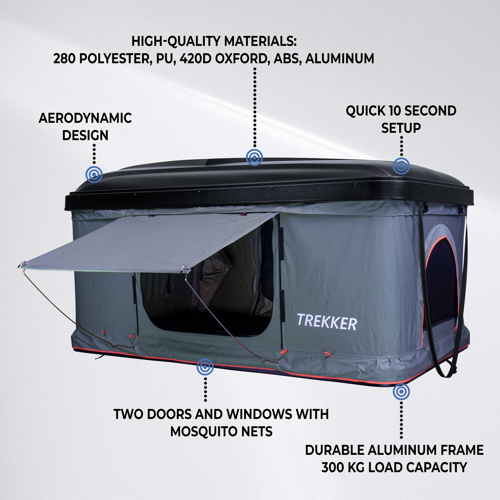 Trekker Rooftop tent Hut M, grey