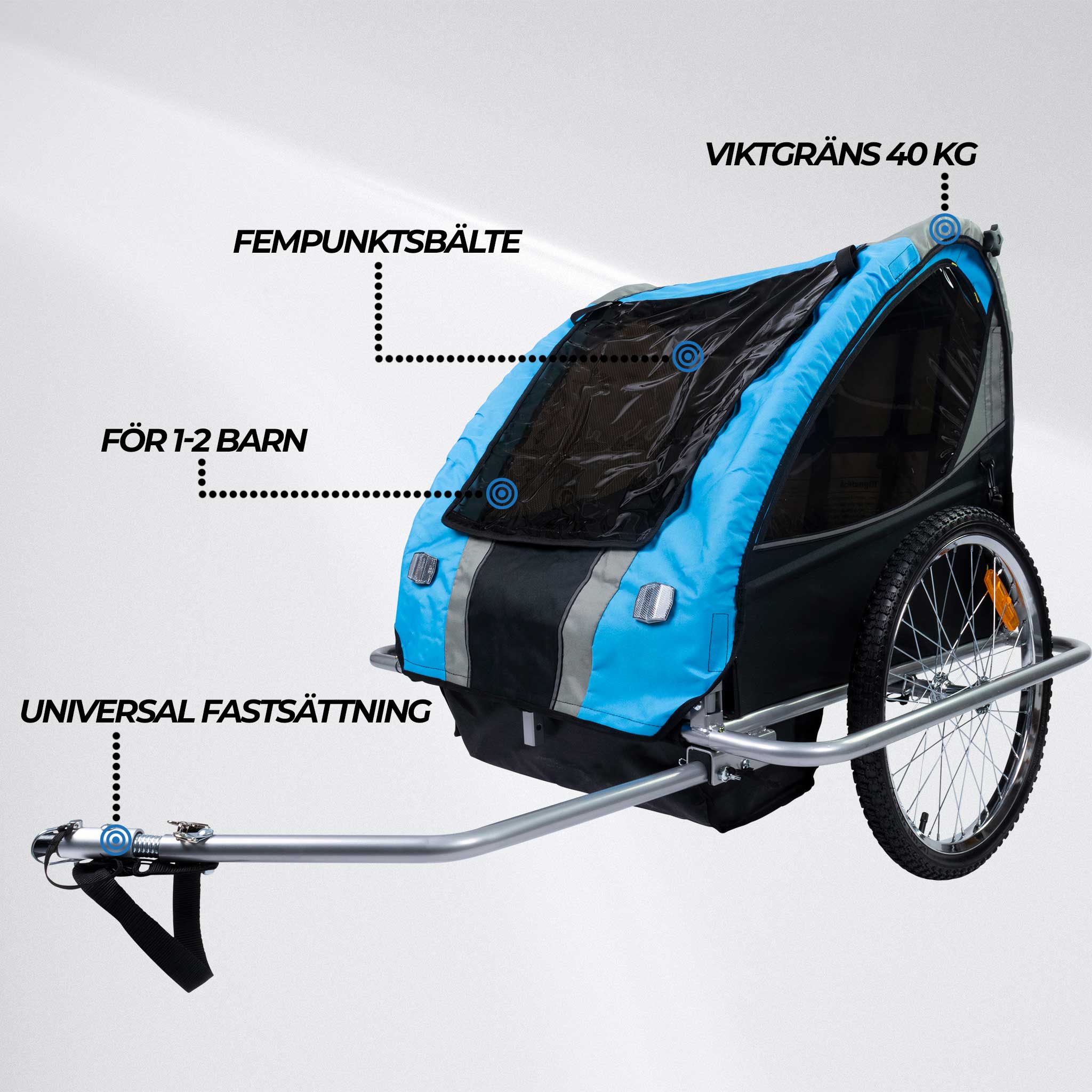 Trekker cykelvagn för 1-2 barn