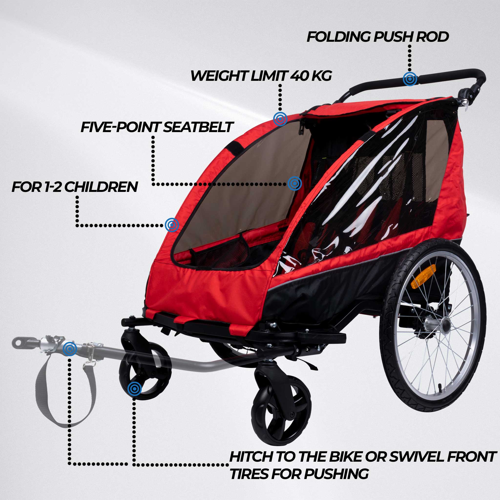 Trekker Bike Trailer for 1-2 Children Pro