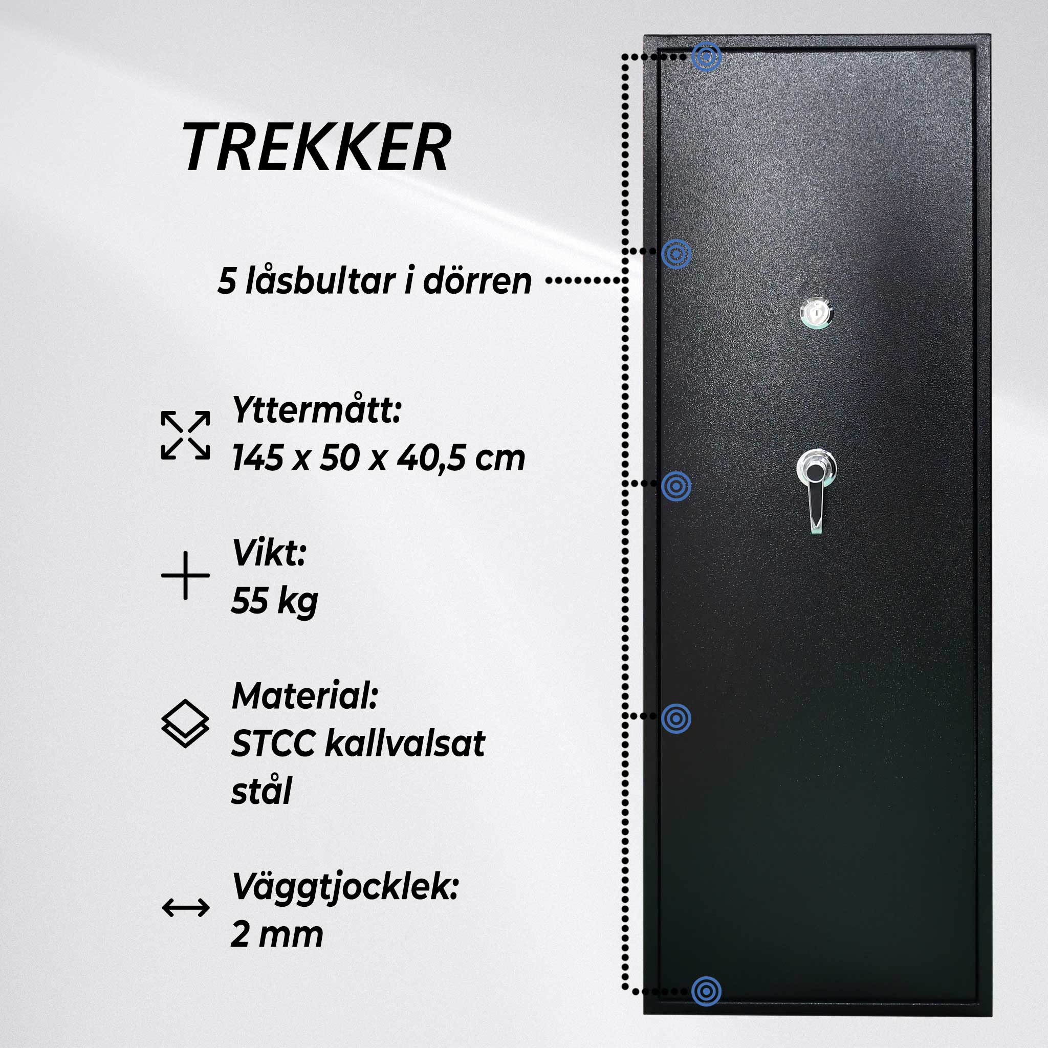 Trekker Vapenskåp för 10 vapen AS1000, svart