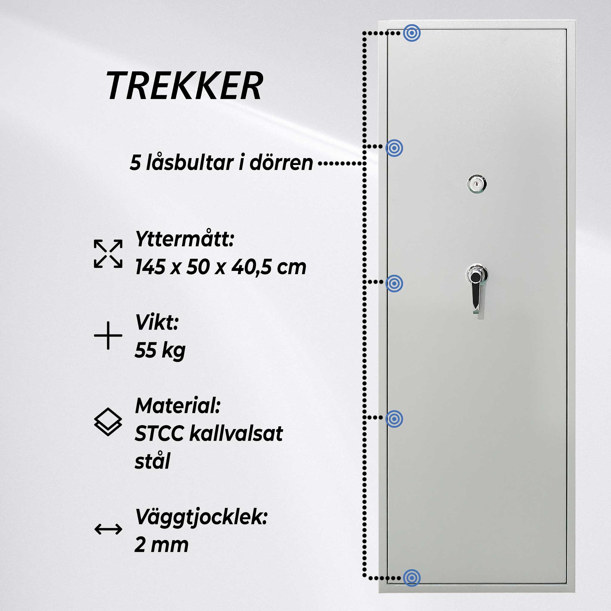 Trekker Vapenskåp för 10 vapen AS1000, vit