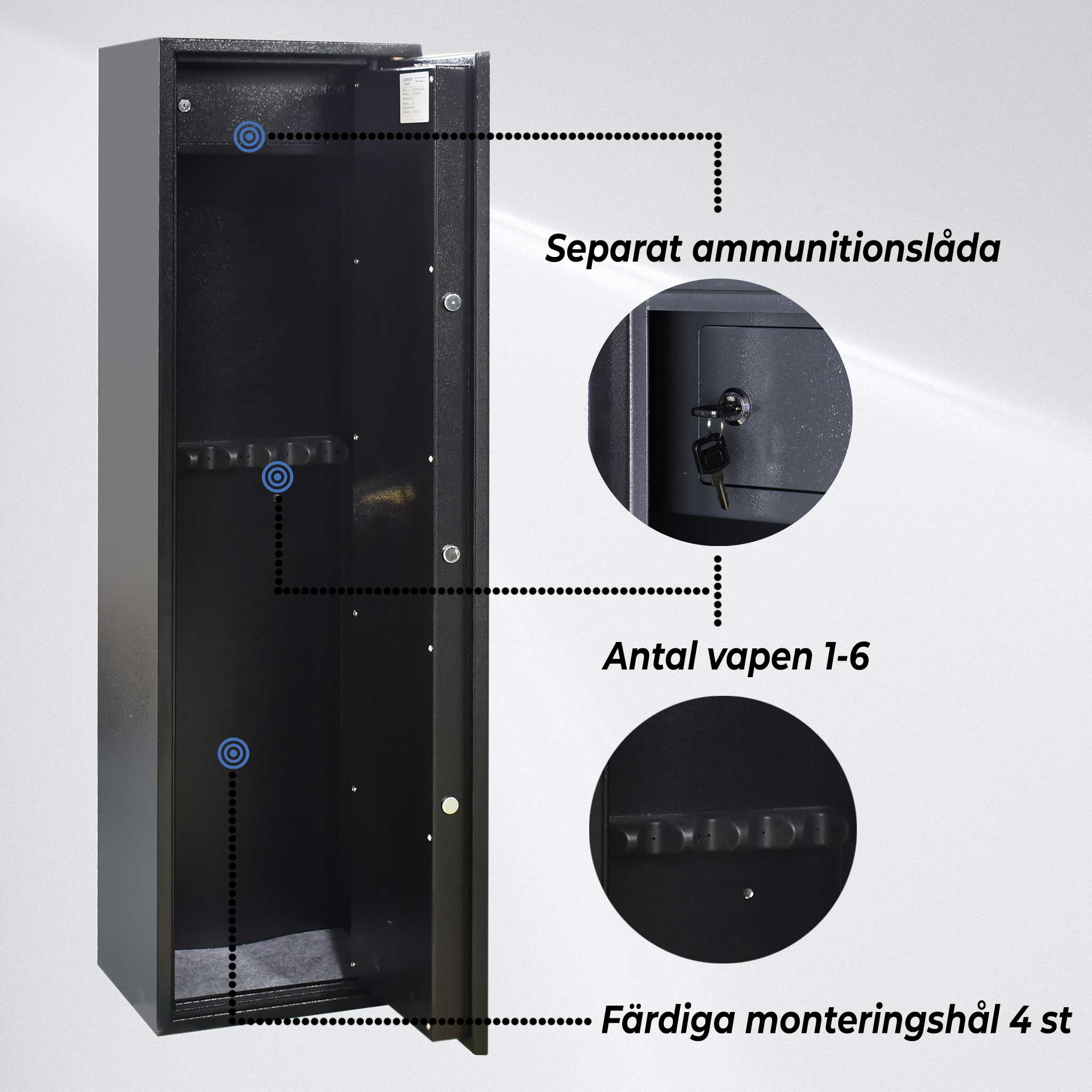 Trekker Vapenskåp för 6 vapen AS600, svart