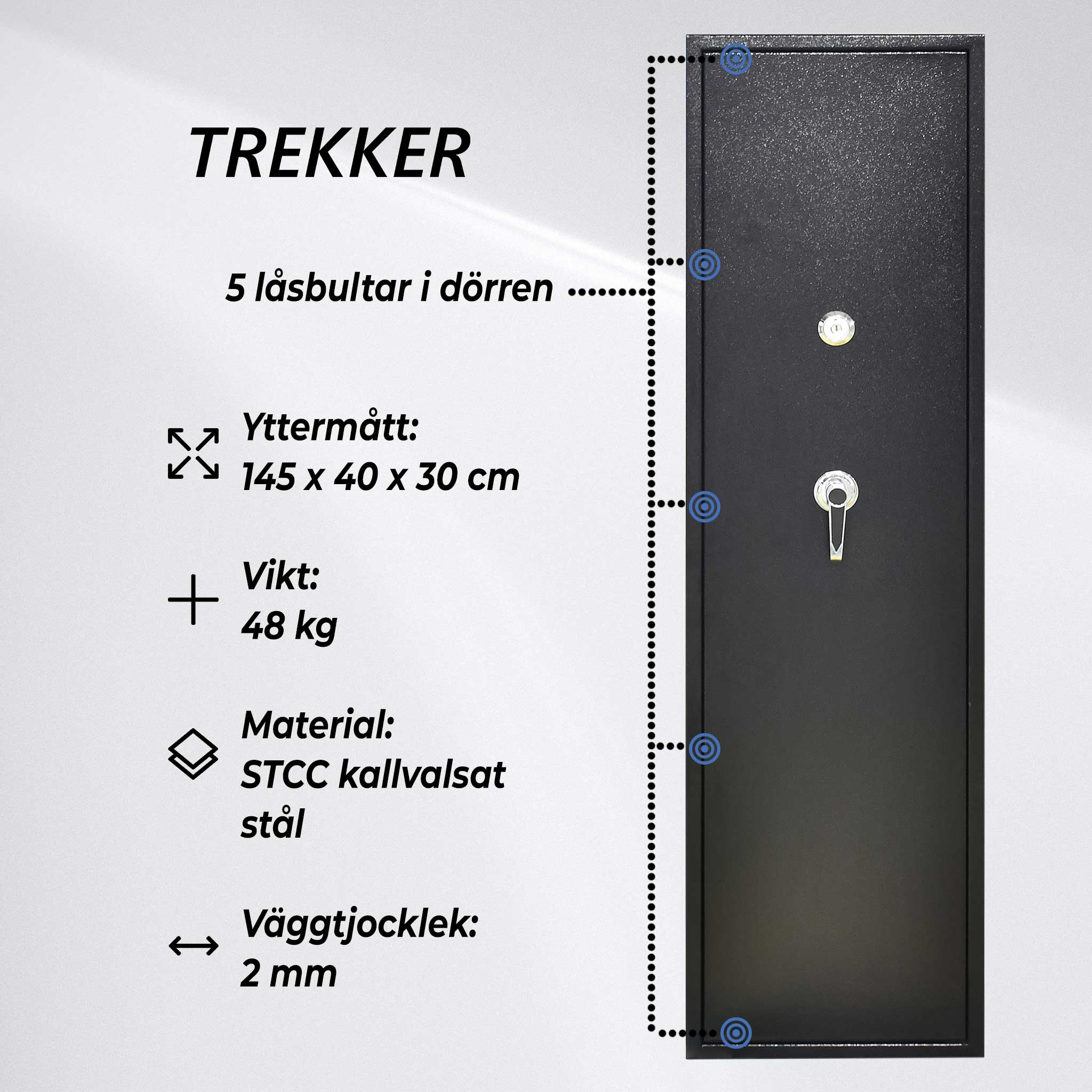 Trekker Vapenskåp för 6 vapen AS600, svart