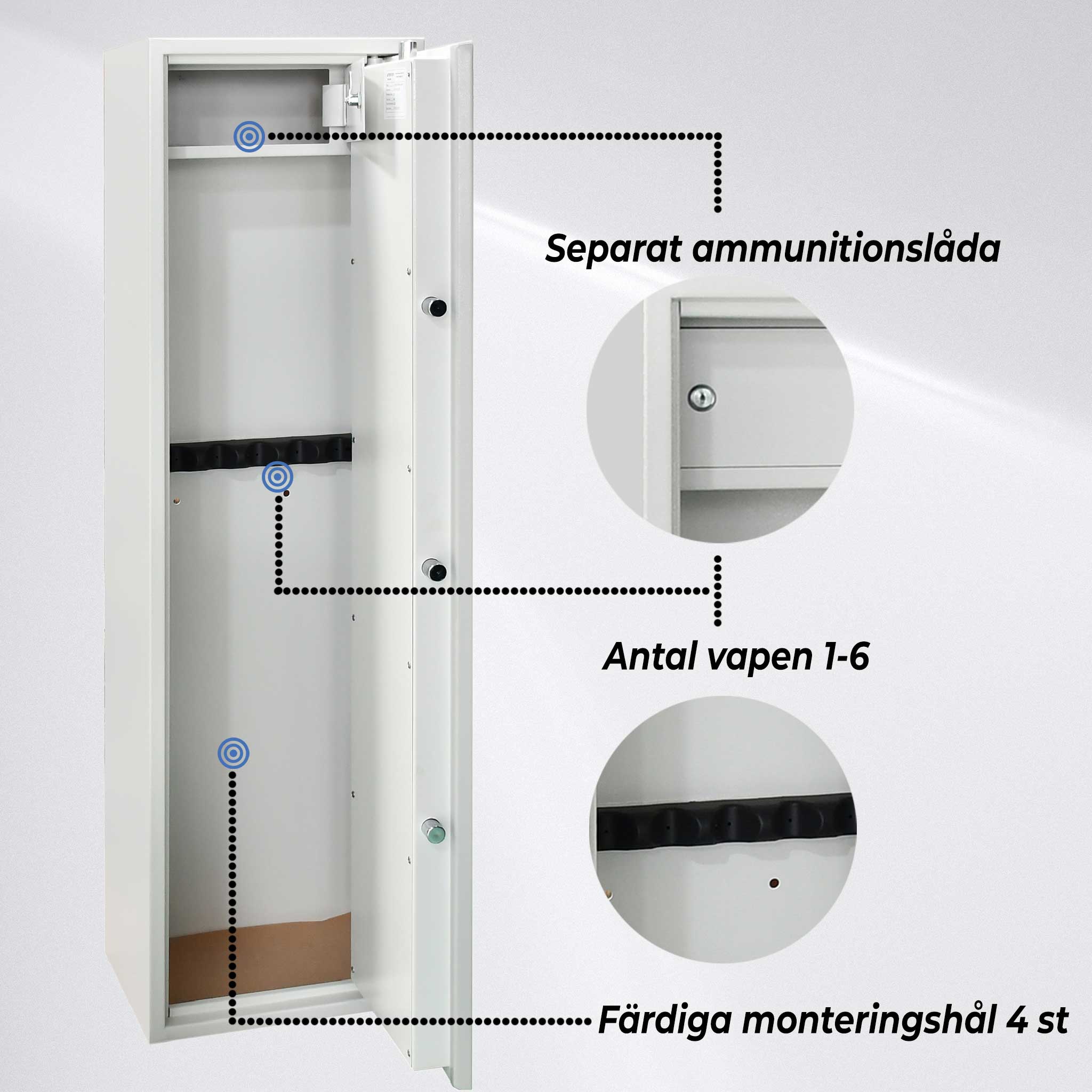 Trekker Vapenskåp för 6 vapen AS600, vit