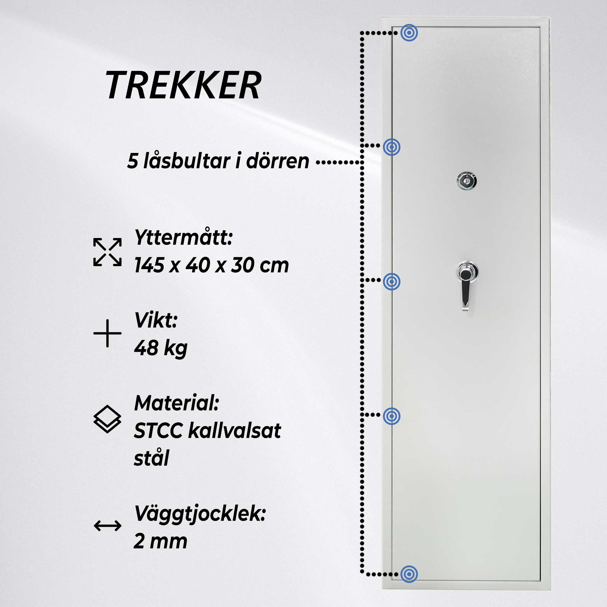 Trekker Vapenskåp för 6 vapen AS600, vit