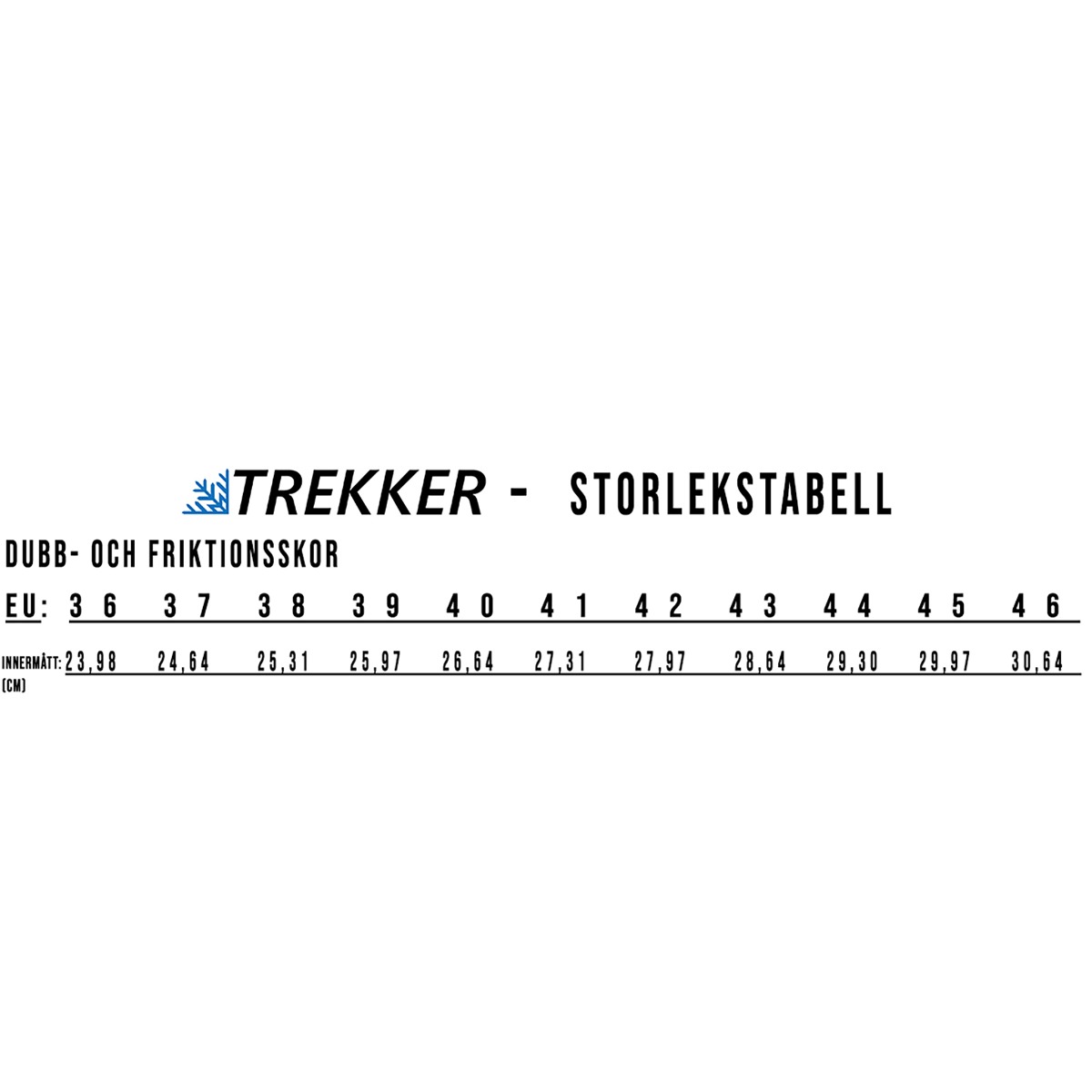 Trekker dubbskor, storlekar 36-46