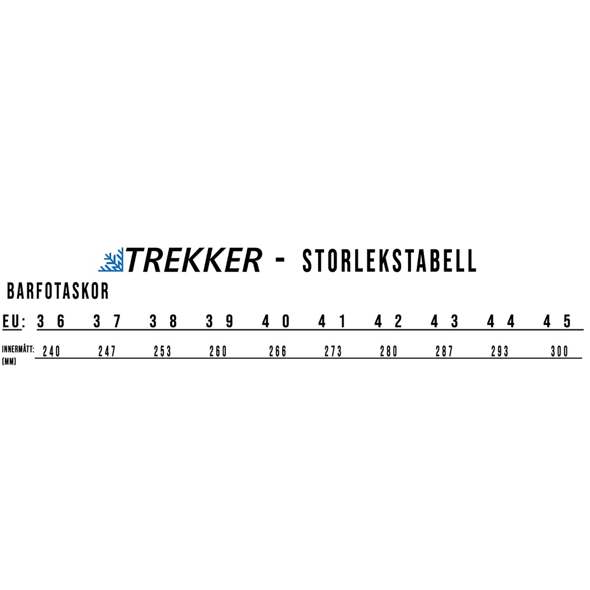 Trekker Barfotaskor, Storlek 36-45