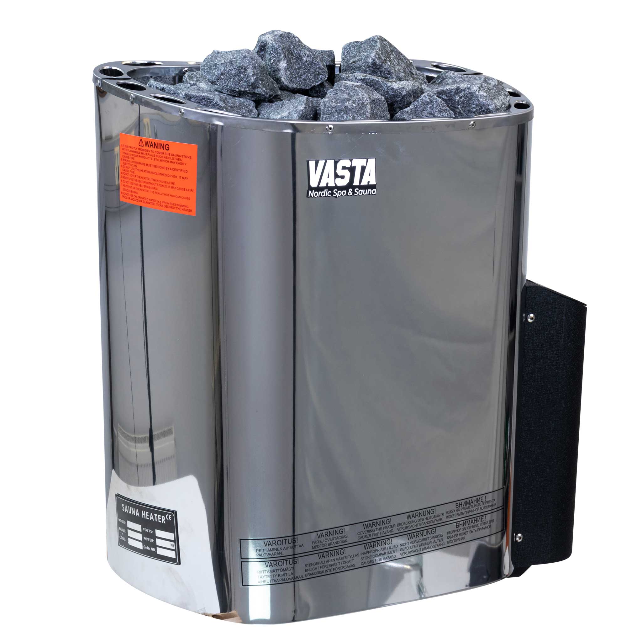 Vasta Elektriskā Pirts Krāsns Blaze 6kw, fiksēta kontrole, tērauds