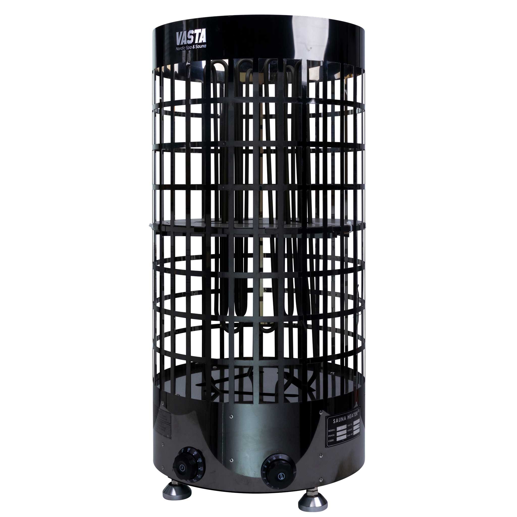Vasta Poêle de sauna électrique Ignite 6kw, commande fixe, 5-8m3, acier noir