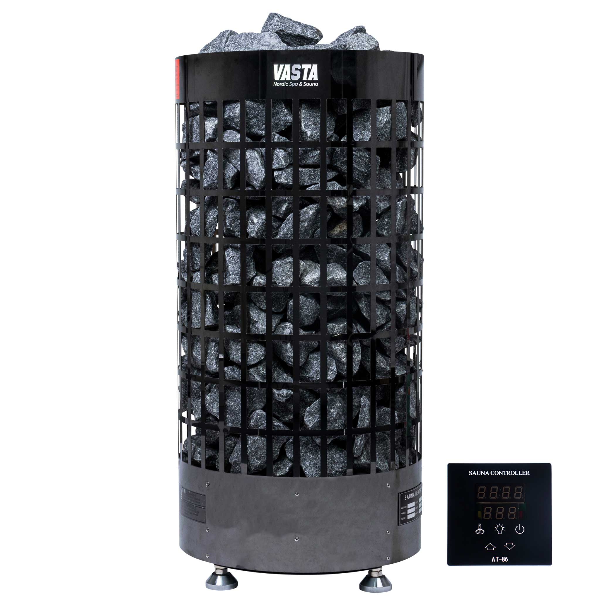 Vasta Poêle de sauna électrique Ignite 6kw, commande séparée, 5-8m3, acier noir