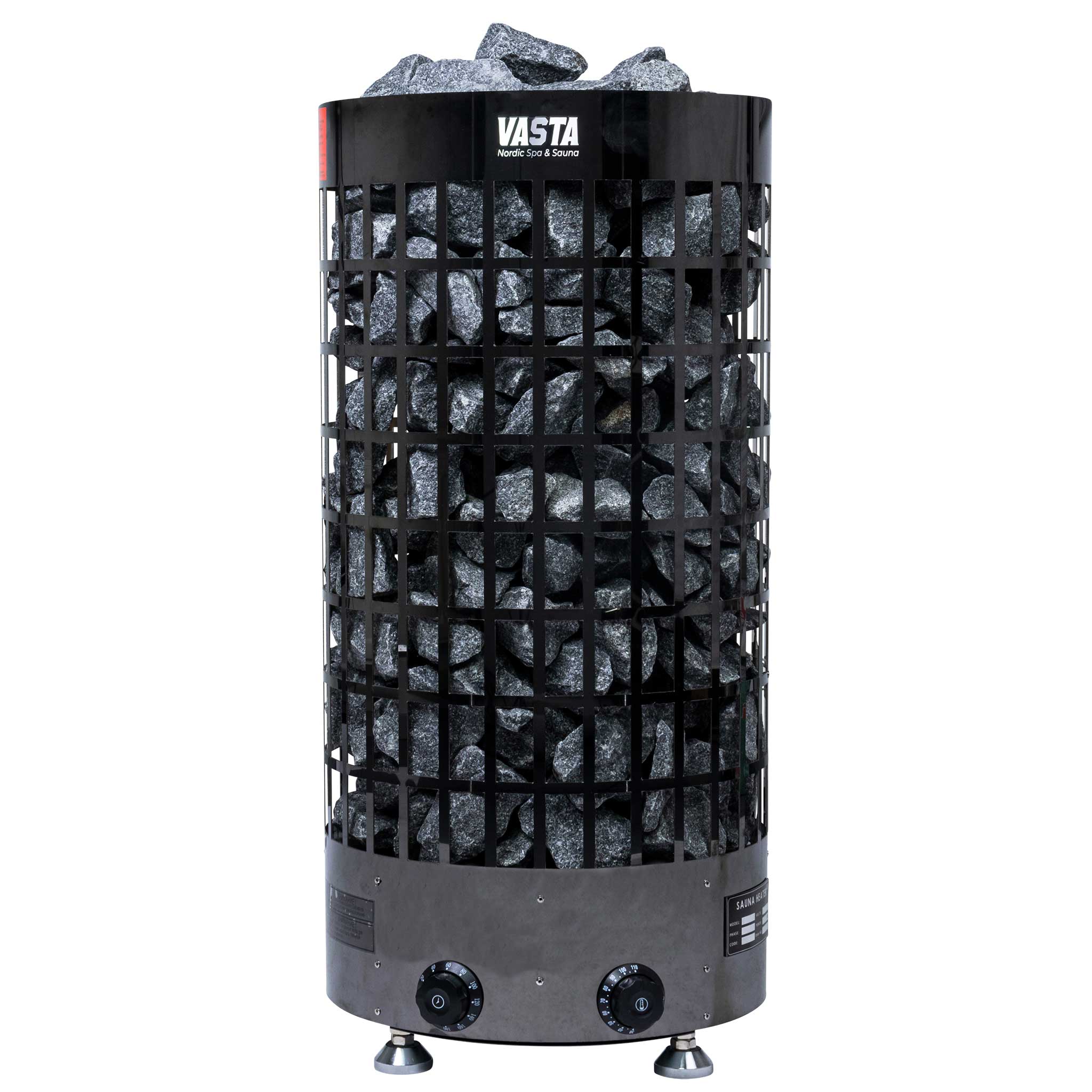 Vasta Saunaofen elektrisch Ignite 8kW, feste regelung, 7-12m3, schwarzer stahl