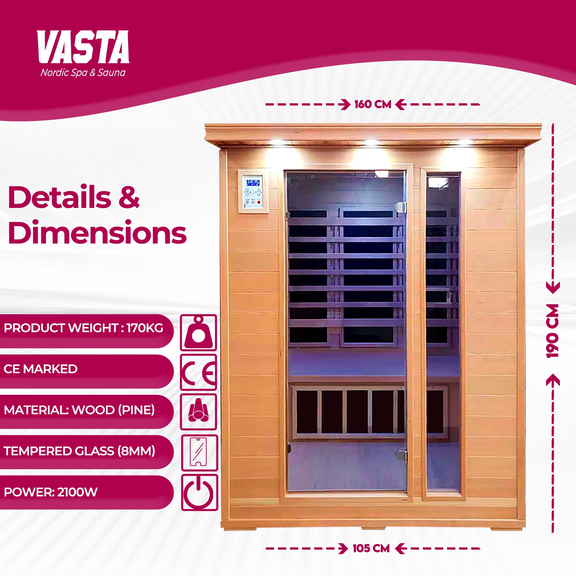 Vasta Infrared Sauna 3 persons